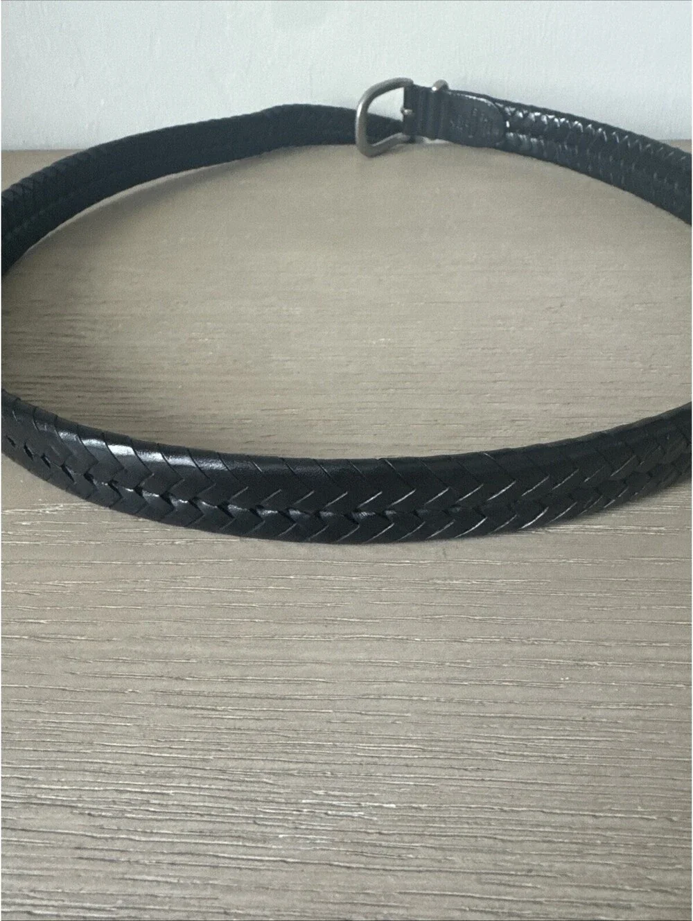 Coach Men's Black Braided/Woven Adjustable Belt, Silver-Tone Buckle, 40